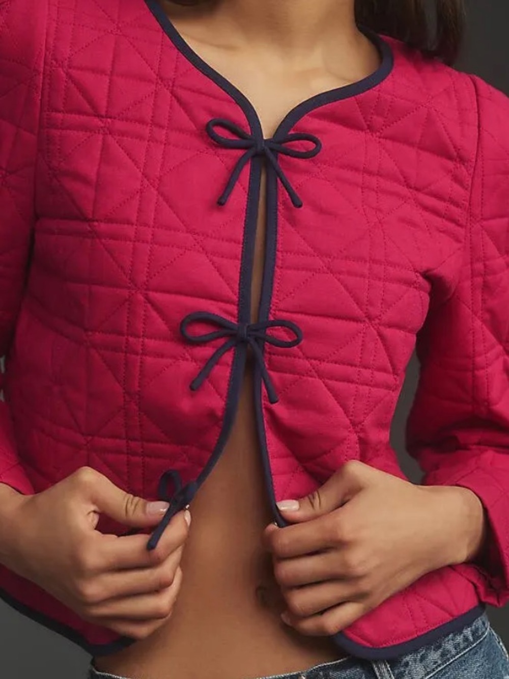 🆕ANTHROPOLOGY DOLAN Left Coast Bow-Front Linen Quilted Lady Jacket